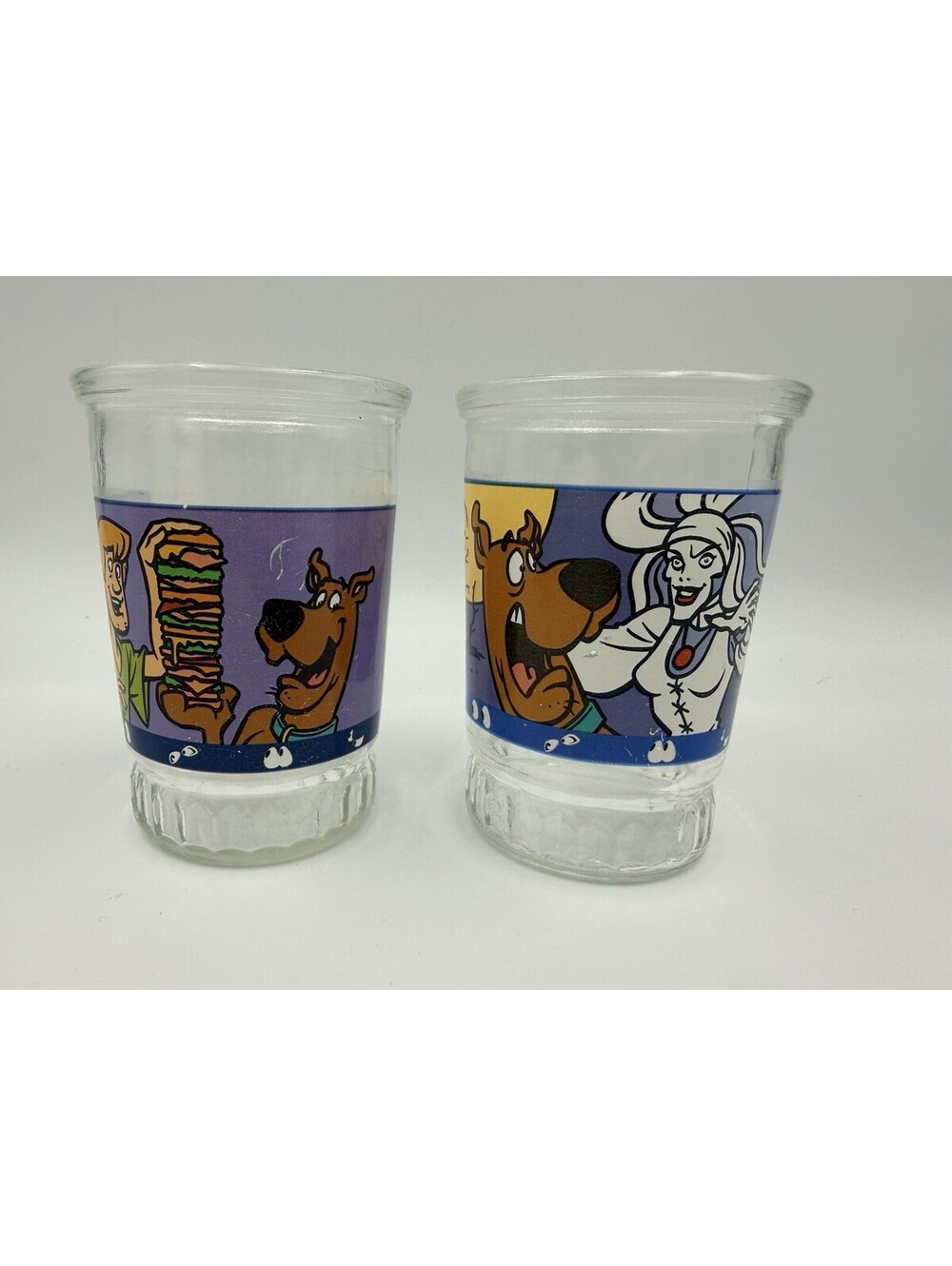 1999 Bama Jelly Scooby-Doo Witch’s Ghost Glass Jars #6 #5 Vintage Promo